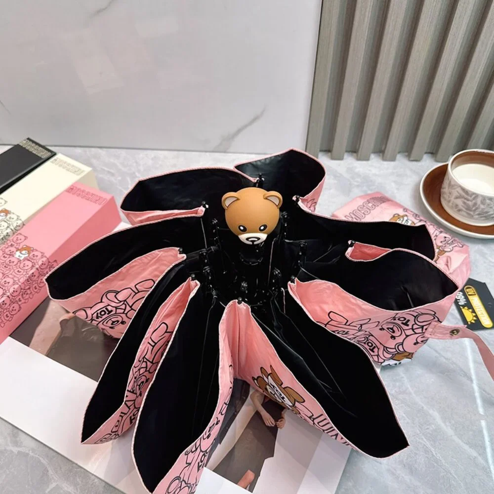 Moschino Pink Teddy Bear Folding Umbrella - Picture 5 of 9